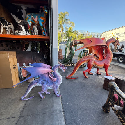 Small Purple Dragon Standing Life Size Statue