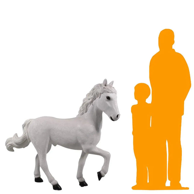 White Majestic Pony Life Size Statue LM Treasures - H