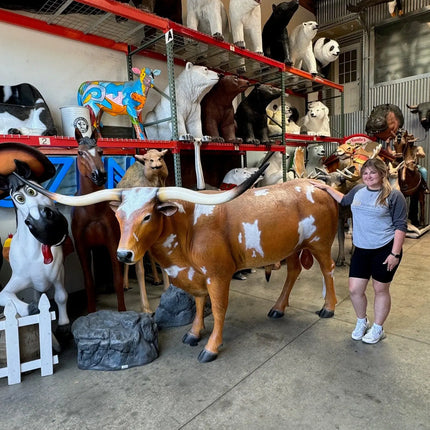 Texas Long Horn Bull Life Size Statue - LM Treasures