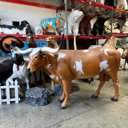 Texas Long Horn Bull Life Size Statue - LM Treasures