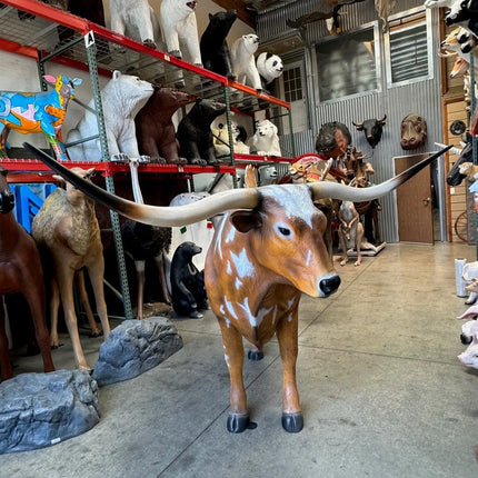 Texas Long Horn Bull Life Size Statue - LM Treasures