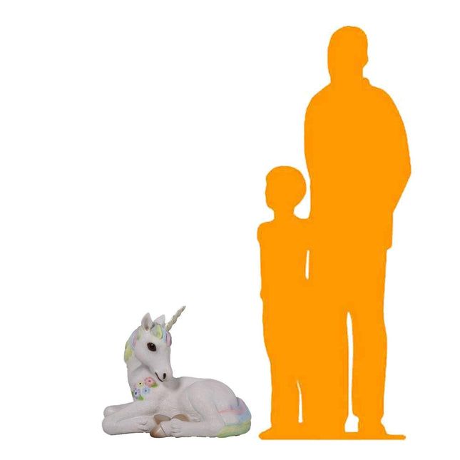 Baby Rainbow Unicorn Resting Life Size Statue - LM Treasures 