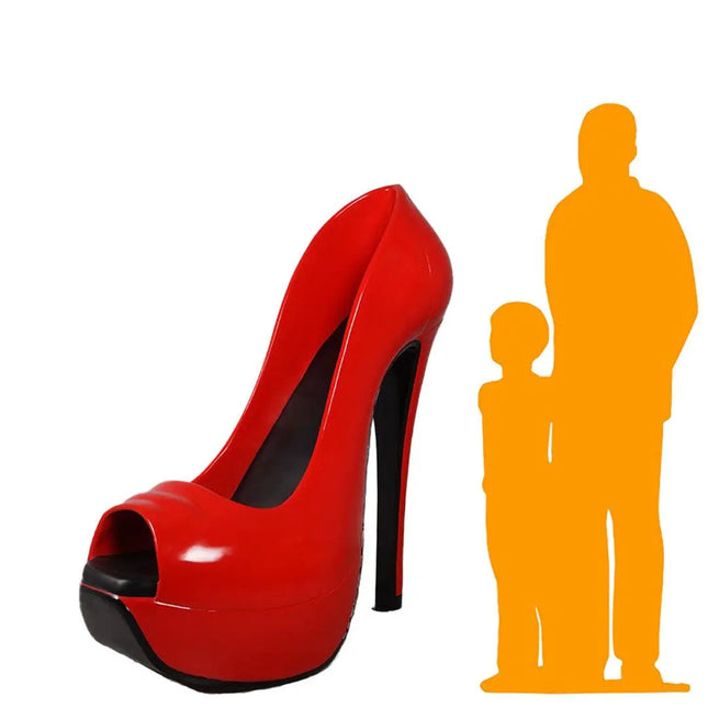 Red Stiletto High Heel Shoe Over Sized Statue LM Treasures - H