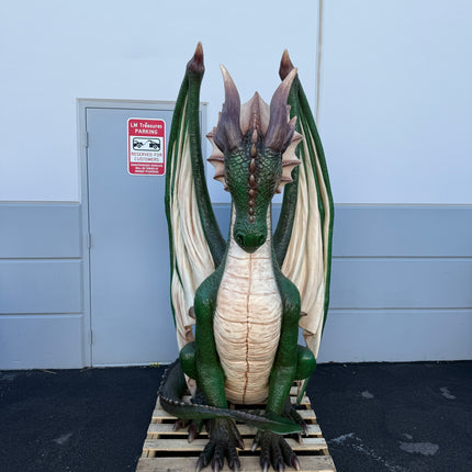 Large Green Dragon Sitting Life Size Statue