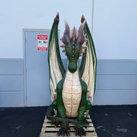 Large Green Dragon Sitting Life Size Statue - LM Treasures 