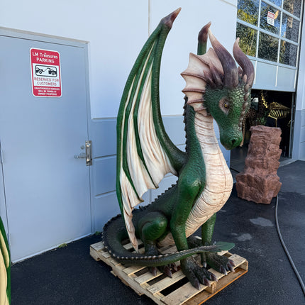 Large Green Dragon Sitting Life Size Statue