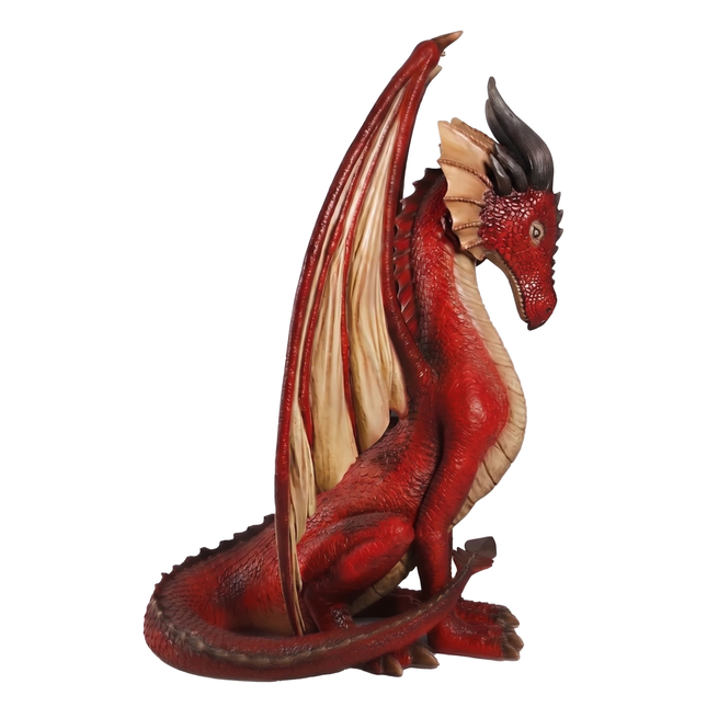 Large Red Dragon Sitting Life Size Statue LM Treasures - H