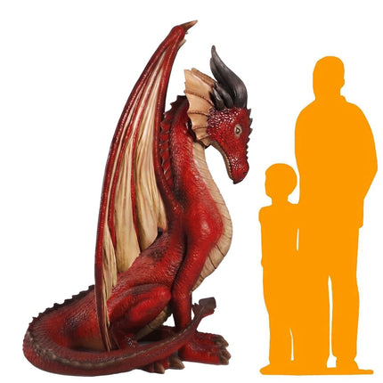 Large Red Dragon Sitting Life Size Statue LM Treasures - H