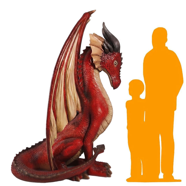 Large Red Dragon Sitting Life Size Statue LM Treasures - H