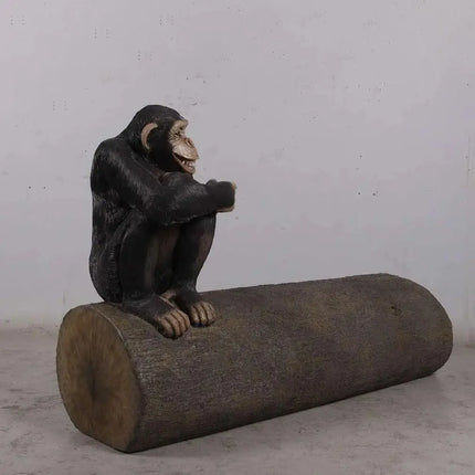 Monkey Chimpanzee On Trunk Life Size Statue LM Treasures - H