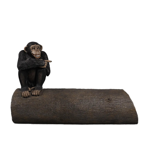Monkey Chimpanzee On Trunk Life Size Statue LM Treasures - H