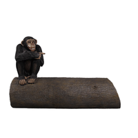 Monkey Chimpanzee On Trunk Life Size Statue - LM Treasures 