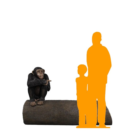 Monkey Chimpanzee On Trunk Life Size Statue LM Treasures - H