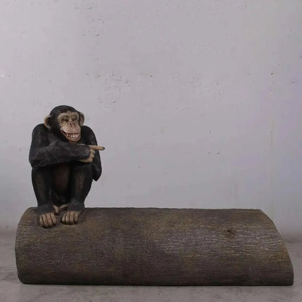 Monkey Chimpanzee On Trunk Life Size Statue LM Treasures - H