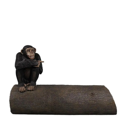 Monkey Chimpanzee On Trunk Life Size Statue LM Treasures - H