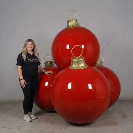 Single Red Christmas Ornament Ball on Base Statue LM Treasures - H