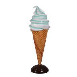 Large Plain Mint Green Soft Serve Ice Cream Statue - LM Treasures 