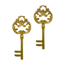 Small Gold Keys Set of 2 Over Sized Statues - LM Treasures 