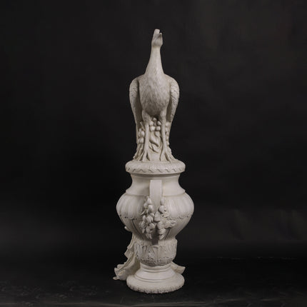 Peacock on Urn Stone Finish Statue