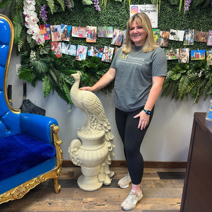 Peacock on Urn Stone Finish Statue LM Treasures - H