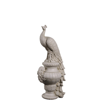 Peacock on Urn Stone Finish Statue