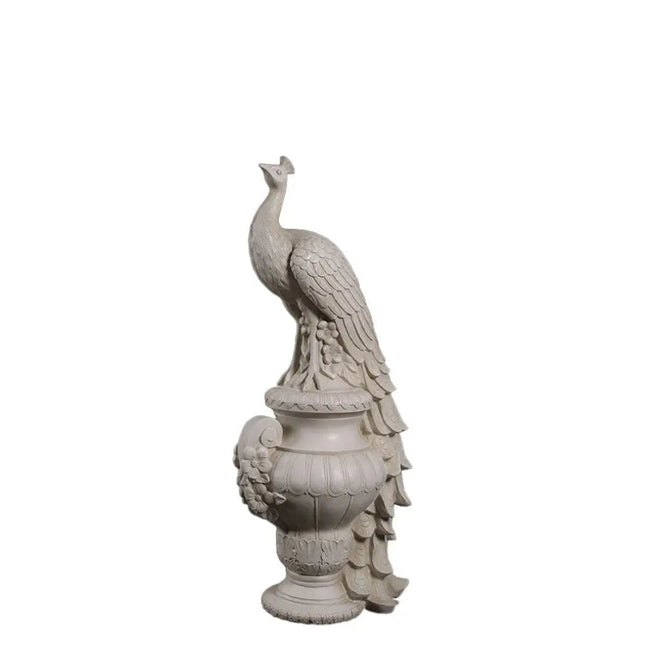 Peacock on Urn Stone Finish Statue LM Treasures - H