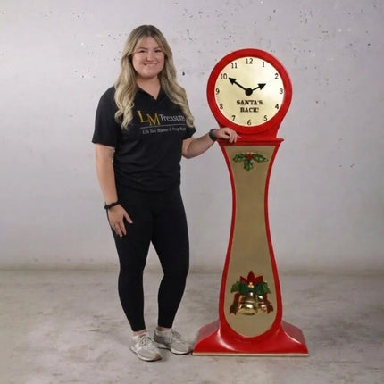 Santa's Back Clock Statue LM Treasures - H