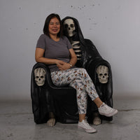 Skeleton Reaper Throne Life Size Chair Statue - LM Treasures 