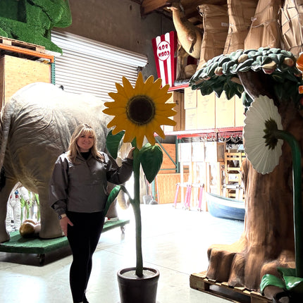 Large Sunflower In Pot Flower Statue