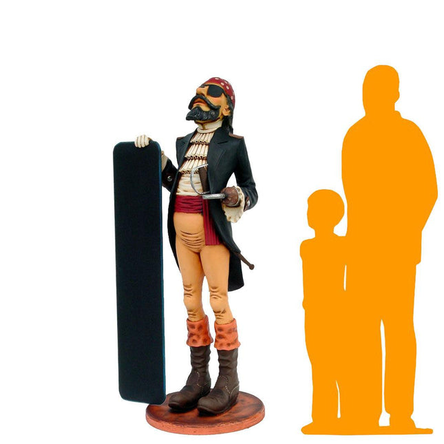 Pirate Holding Menu Board Life Size Statue - LM Treasures 