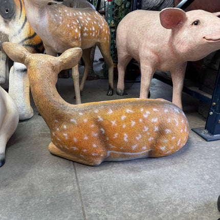 Laying Fawn Deer Life Size Statue