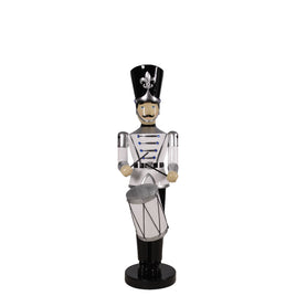 White Toy Soldier Drummer Life Size Christmas Statue - LM Treasures 