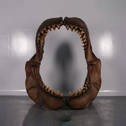 Large Megalodon Shark Jaw Photo Op Statue LM Treasures - H