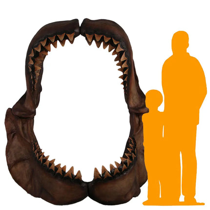 Large Megalodon Shark Jaw Photo Op Statue LM Treasures - H