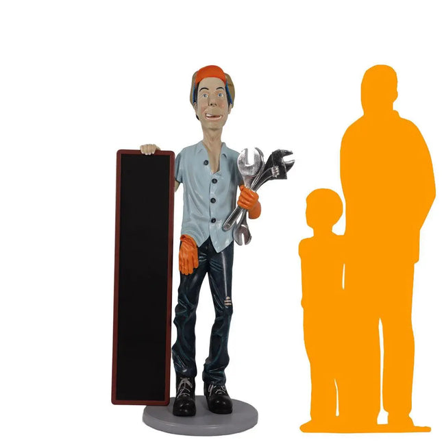 Mechanic Life Size Statue With Board LM Treasures - H