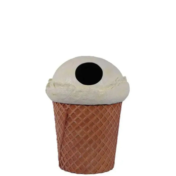bike helmet waffle cone stuck Vanilla Ice Cream Trash Can Over Sized Statue