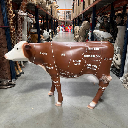 Cow with Beef Cuts Diagram Life Size Statue