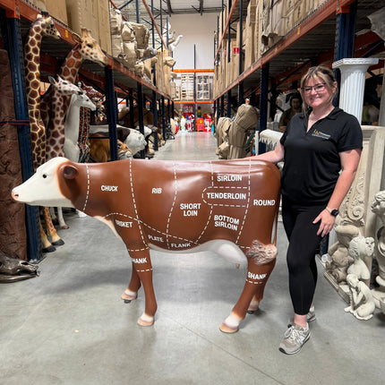 Cow with Beef Cuts Diagram Life Size Statue