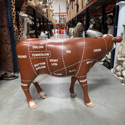 Cow with Beef Cuts Diagram Life Size Statue