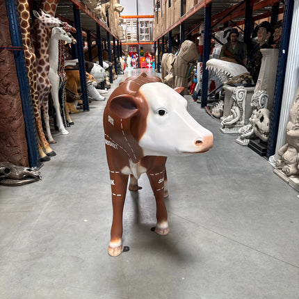 Cow with Beef Cuts Diagram Life Size Statue