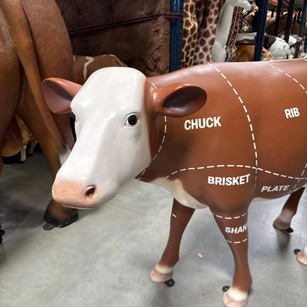 Cow with Beef Cuts Diagram Life Size Statue