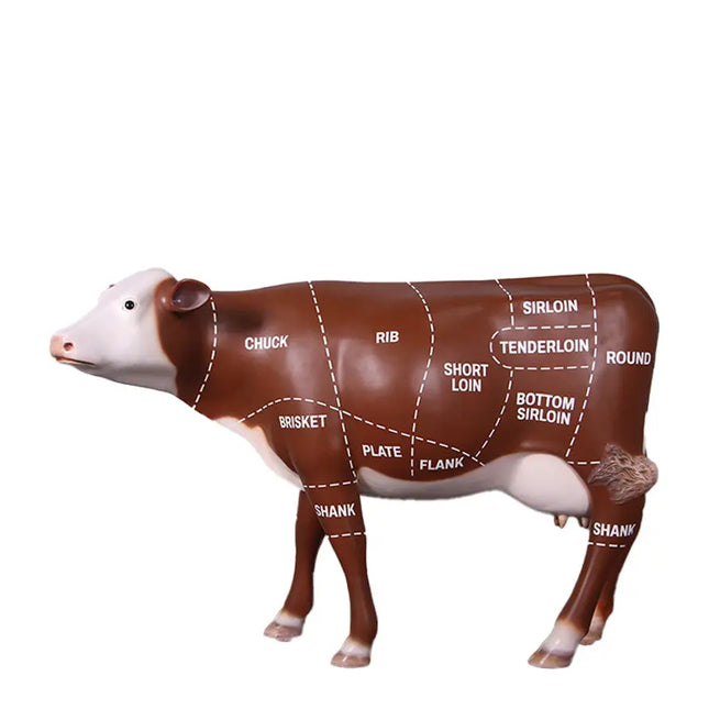 Cow with Beef Cuts Diagram Life Size Statue