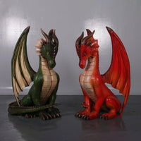 Sitting Small Red Dragon Statue - LM Treasures 