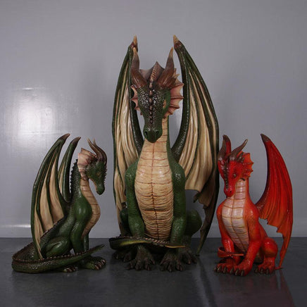 Sitting Small Red Dragon Statue - LM Treasures 