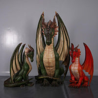 Sitting Small Green Dragon Statue - LM Treasures 