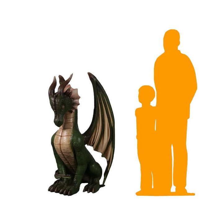Sitting Small Green Dragon Statue LM Treasures - H