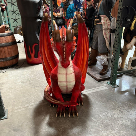 Sitting Small Red Dragon Statue - LM Treasures 