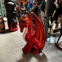 Sitting Small Red Dragon Statue - LM Treasures 