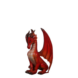 Sitting Small Red Dragon Statue - LM Treasures 