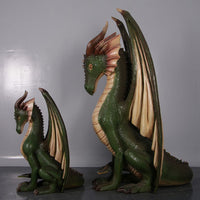 Sitting Small Green Dragon Statue - LM Treasures 